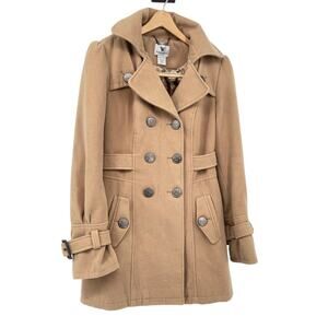 Worthington Brown Women's Pea Coat Collared Long‎ Sleeve Double Button - Small